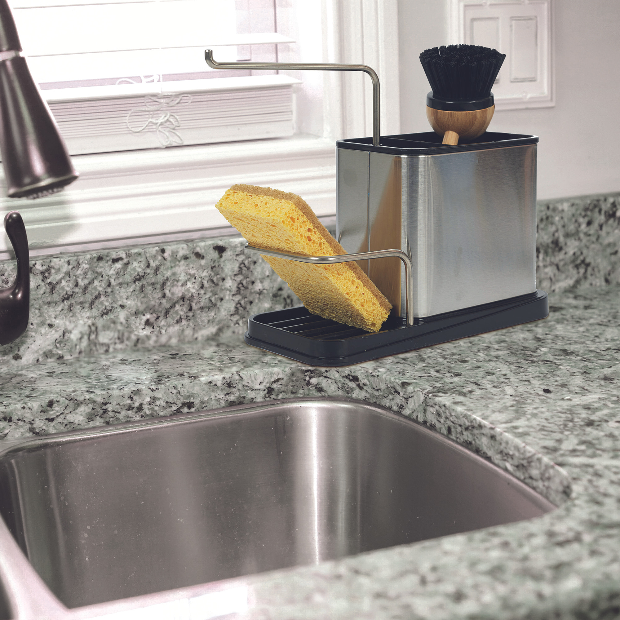 Porte Eponge Et Brosse Inox 22x10x13cm