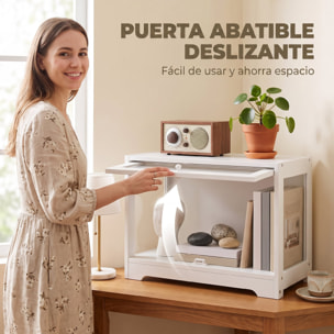 Vitrina Expositora para Colecciones, Vitrina con Puerta Abatible de Acrílico, Anti-vuelco, Armario Auxiliar para Perfumes, Figuras de Decoración, 59x30x40 cm, Blanco