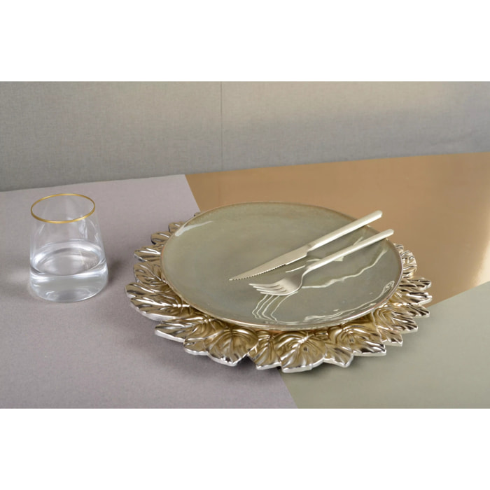 Lot de 6 Dessous d'assiette feuille doré