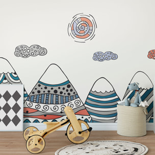 Stickers muraux enfants - Décoration chambre bébé - Autocollant Sticker mural géant enfant montagnes scandinaves ARANKA