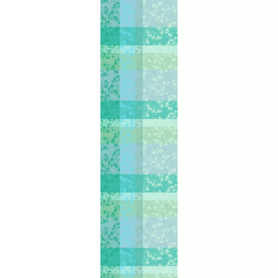 Chemin de table pur coton motif jacquard vert bleu Mille feuillages turquoise