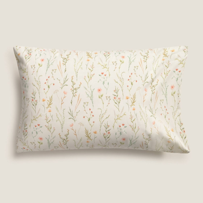 Funda de almohada algodón percal 180 hilos estampado floral Rita color verde 100% Algodón percal