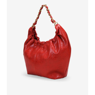 Bolso de hombro rojo con cadena