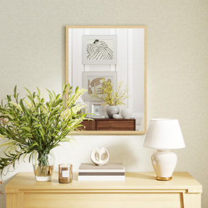 Miroir mural rectangulaire dim. 60L x 80H cm MDF effet bois naturel