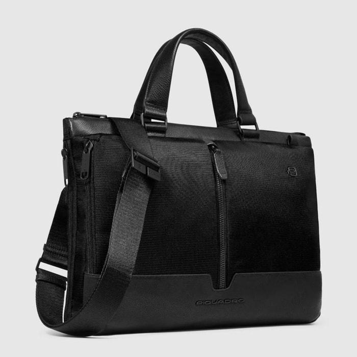 Piquadro Cartella da lavoro porta PC e porta iPad® in tessuto riciclato con protezione anti-frode RFID