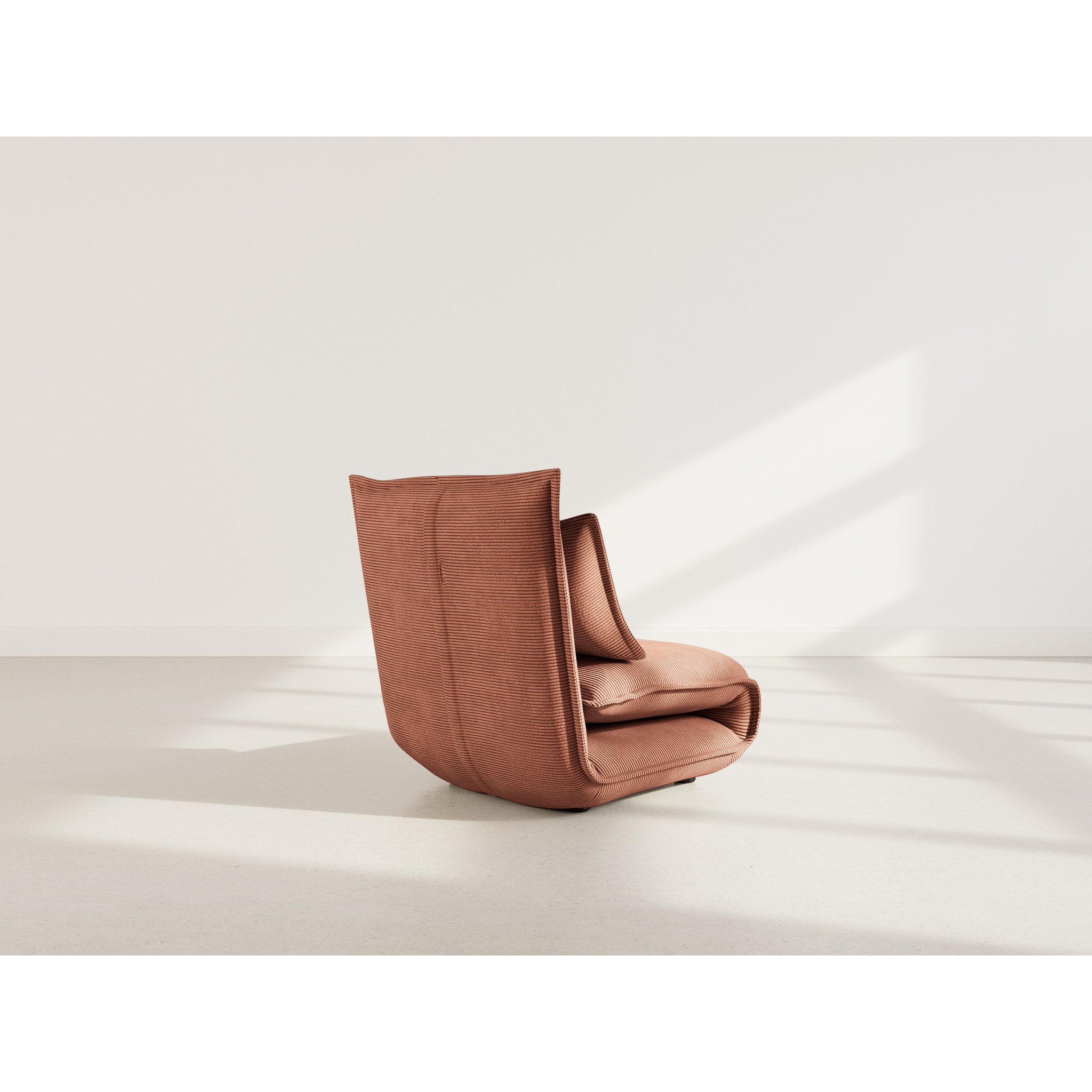 Candice - Banquette 1 place convertible clic-clac en velours côtelé - Terracotta