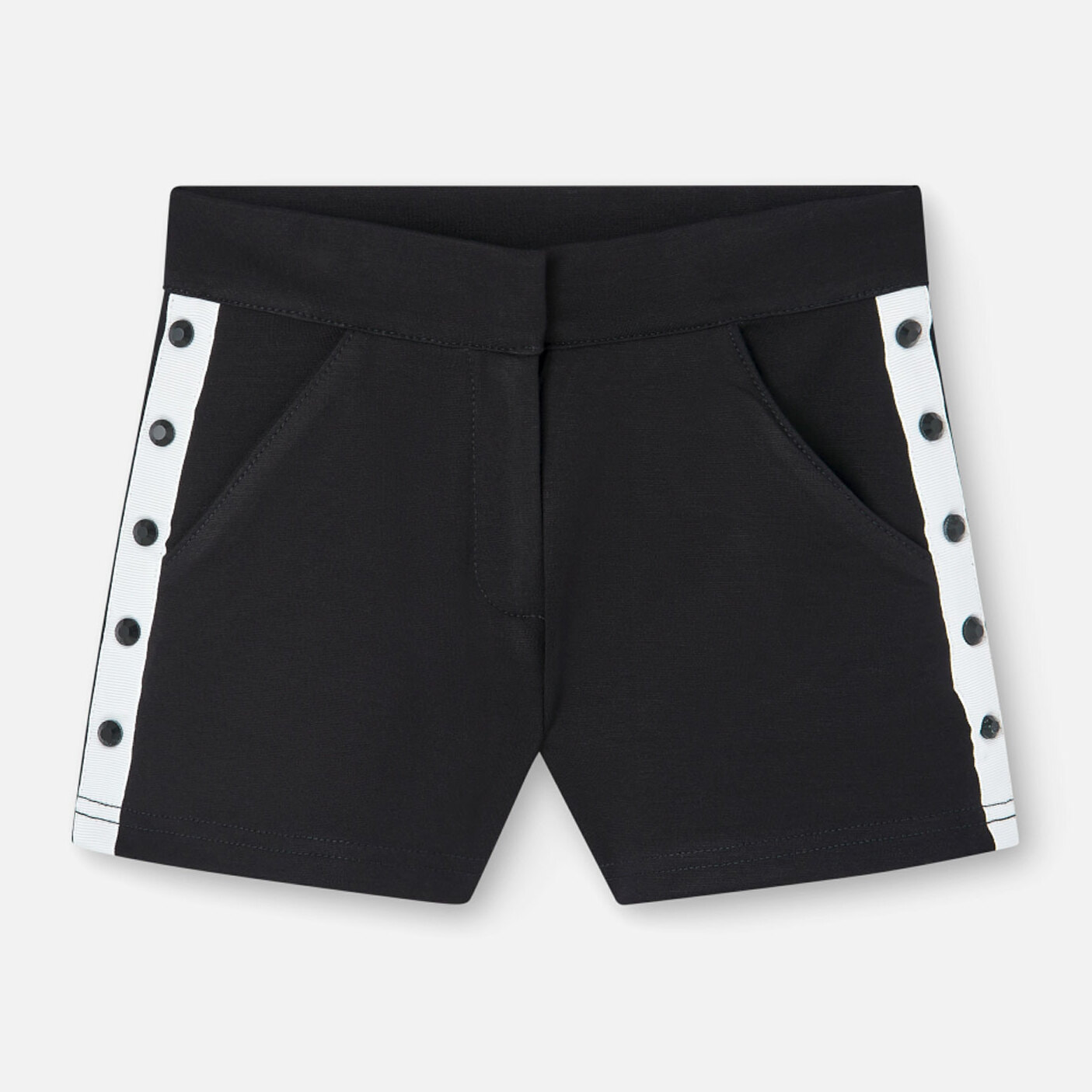Short para niña en algodón liso de color negro con