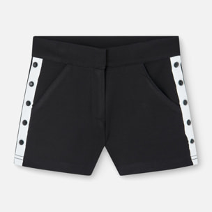 Short para niña en algodón liso de color negro con