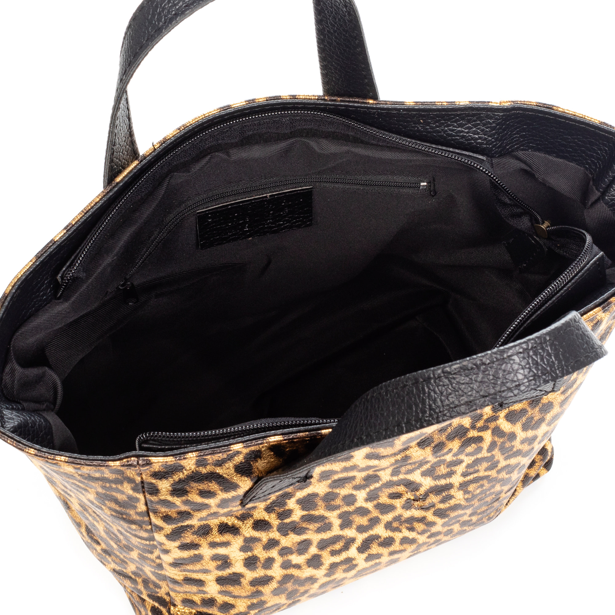Cassandra bolso tote mujer. Piel auténtica Gamuza, animal print leopardo, lacado brillante.