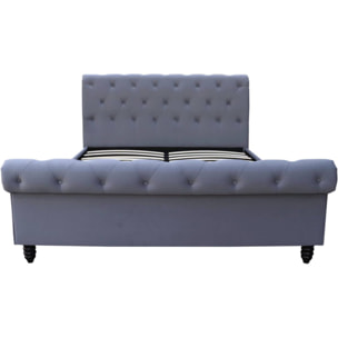 Lit Velours "Godefroy" - 140 x 190 cm - Gris