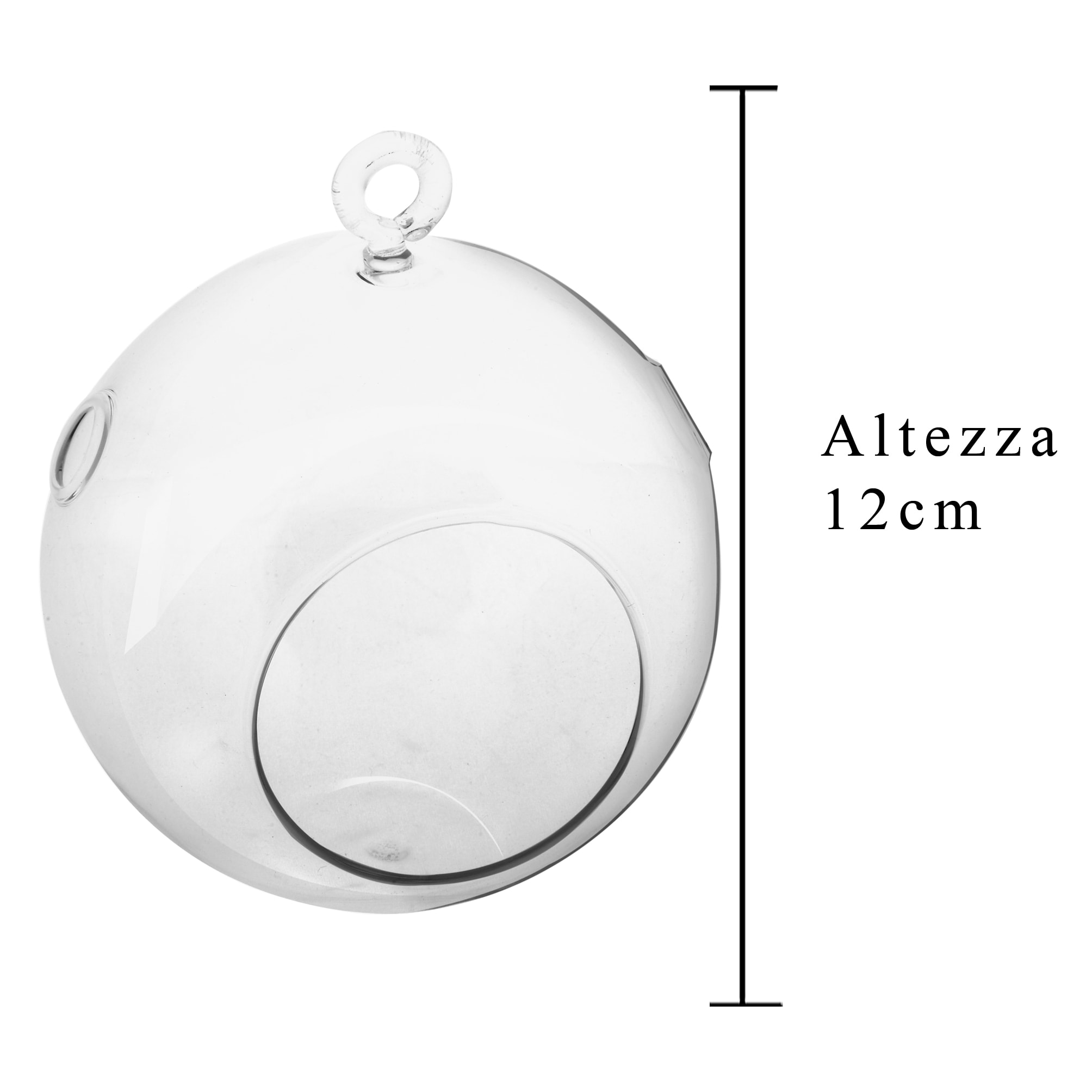 Sfera Di Vetro Forata Da Appendere.10 Cm - Pezzi 6 - 10X12X10cm - Colore: Bianco - Bianchi Dino - Decori Casa E Complementi