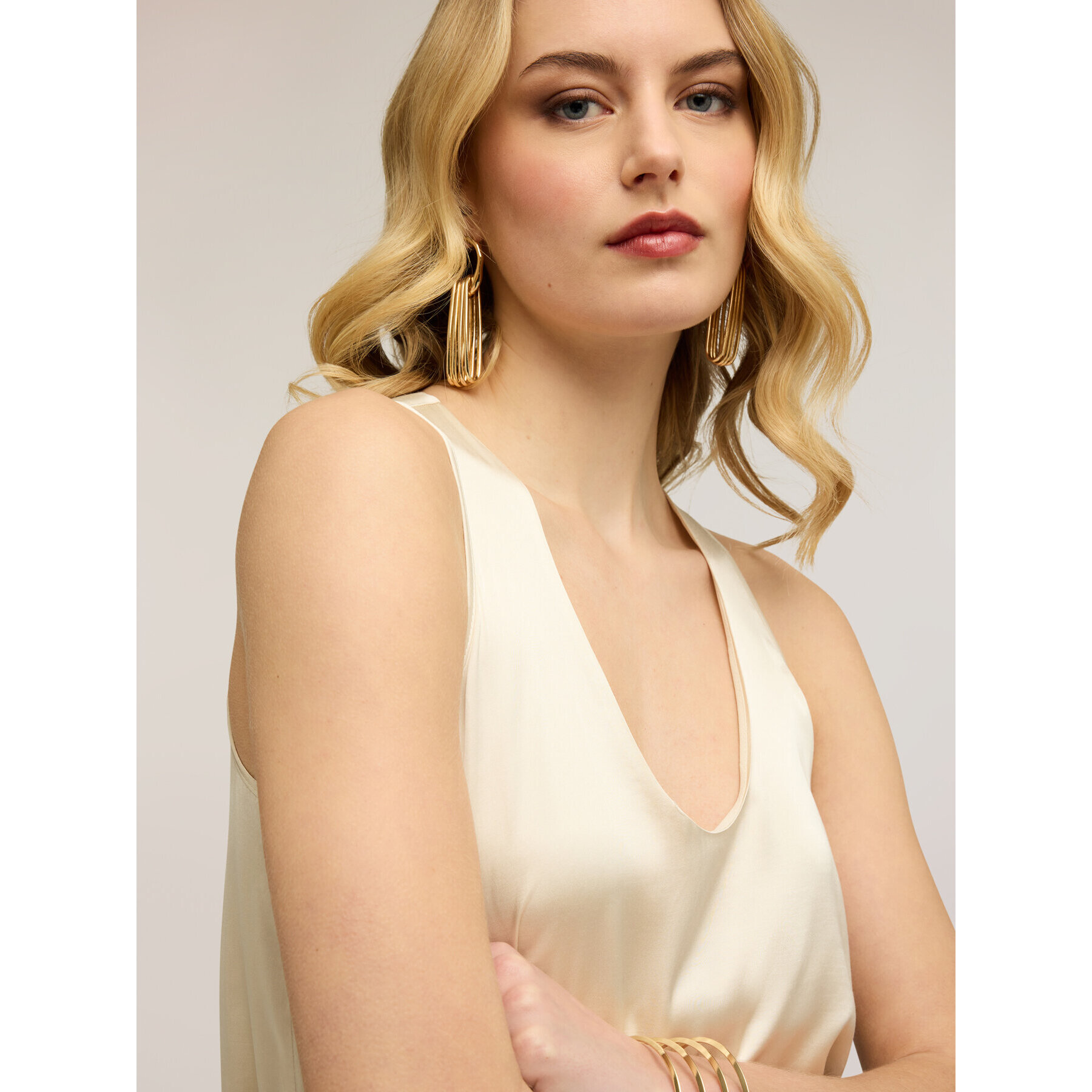 Motivi - Top in raso a spalla larga - Bianco