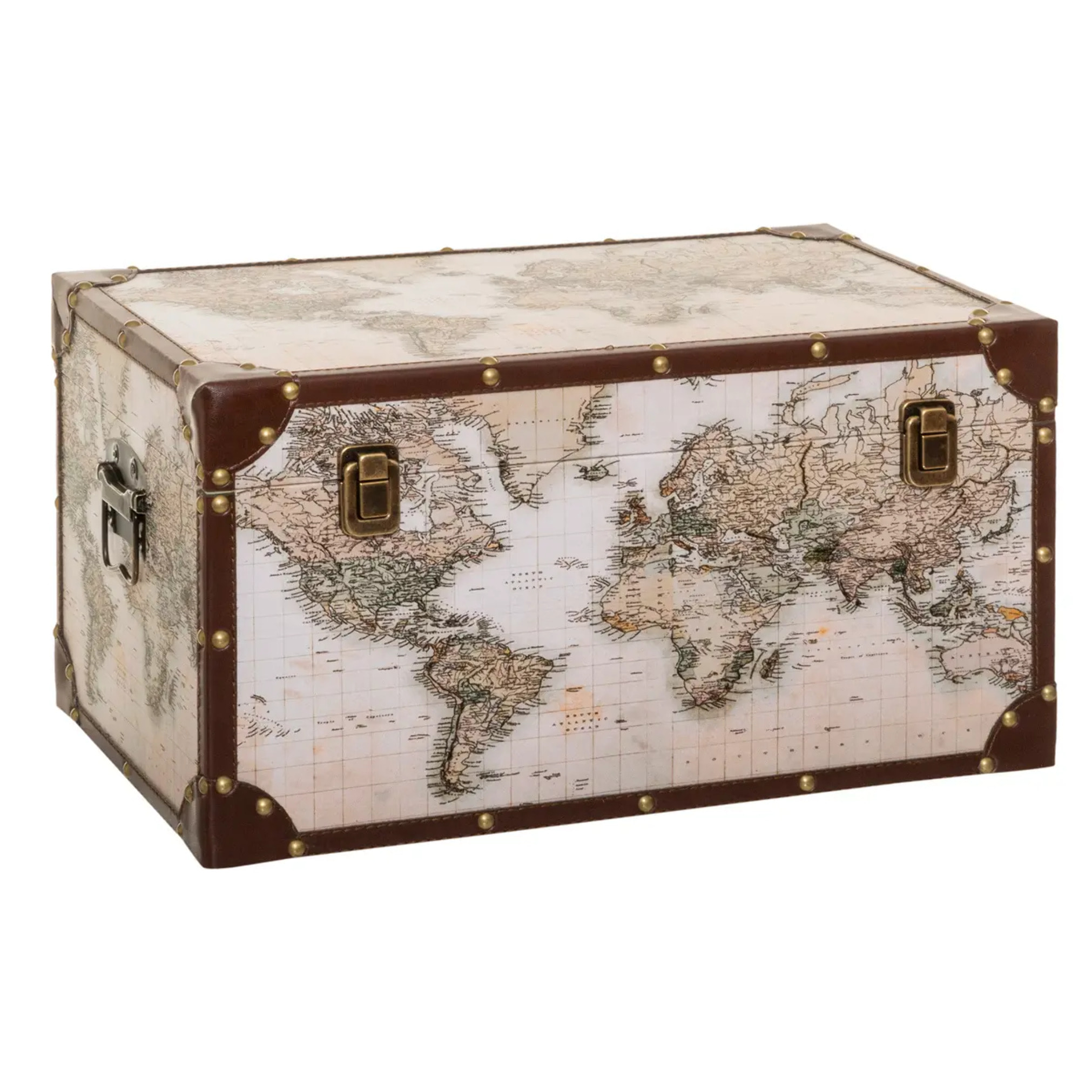 Set de 4 malles "Anzo" map monde bois