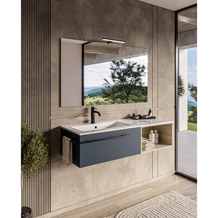 MOBILE DA BAGNO RIFLESSO 120 BLU OCEANO E ROVERE NATURALE - 6 PEZZI