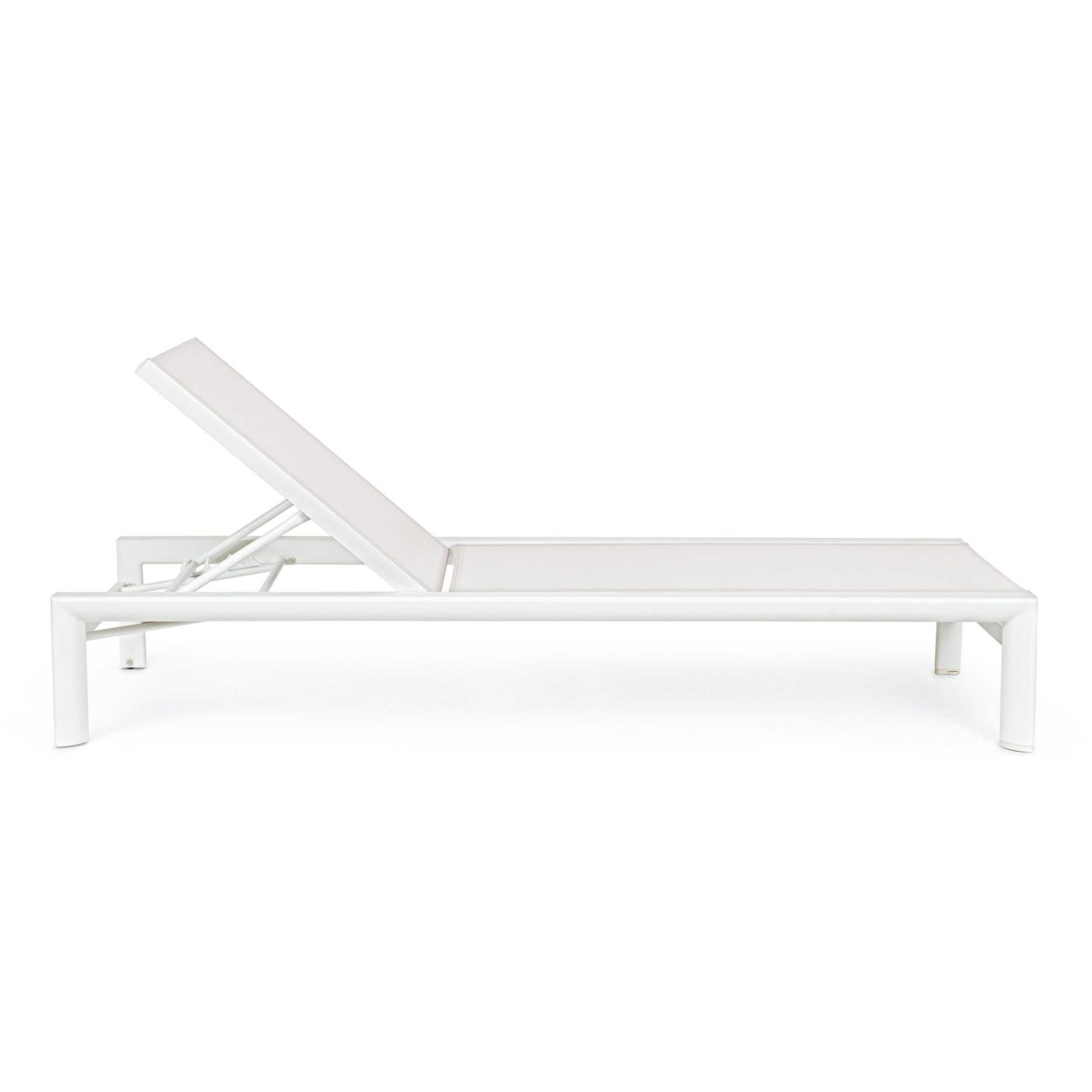 Lettino da giardino SKIPPER NEW con ruote, struttura in alluminio bianco e textilene