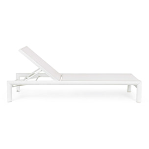 Lettino da giardino SKIPPER NEW con ruote, struttura in alluminio bianco e textilene