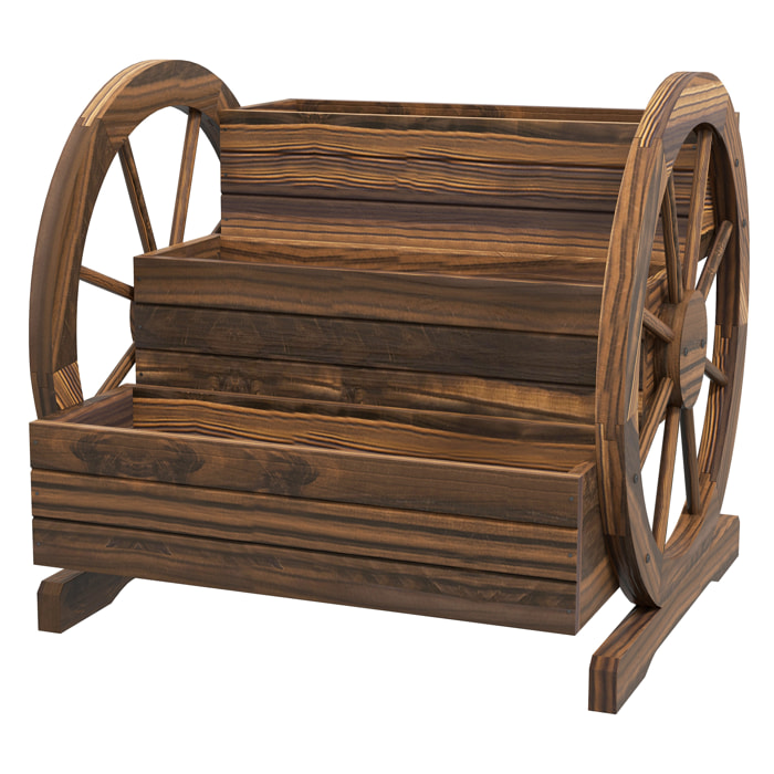 Jardinière sur pied carré potager 3 étages style rustique chic foncé