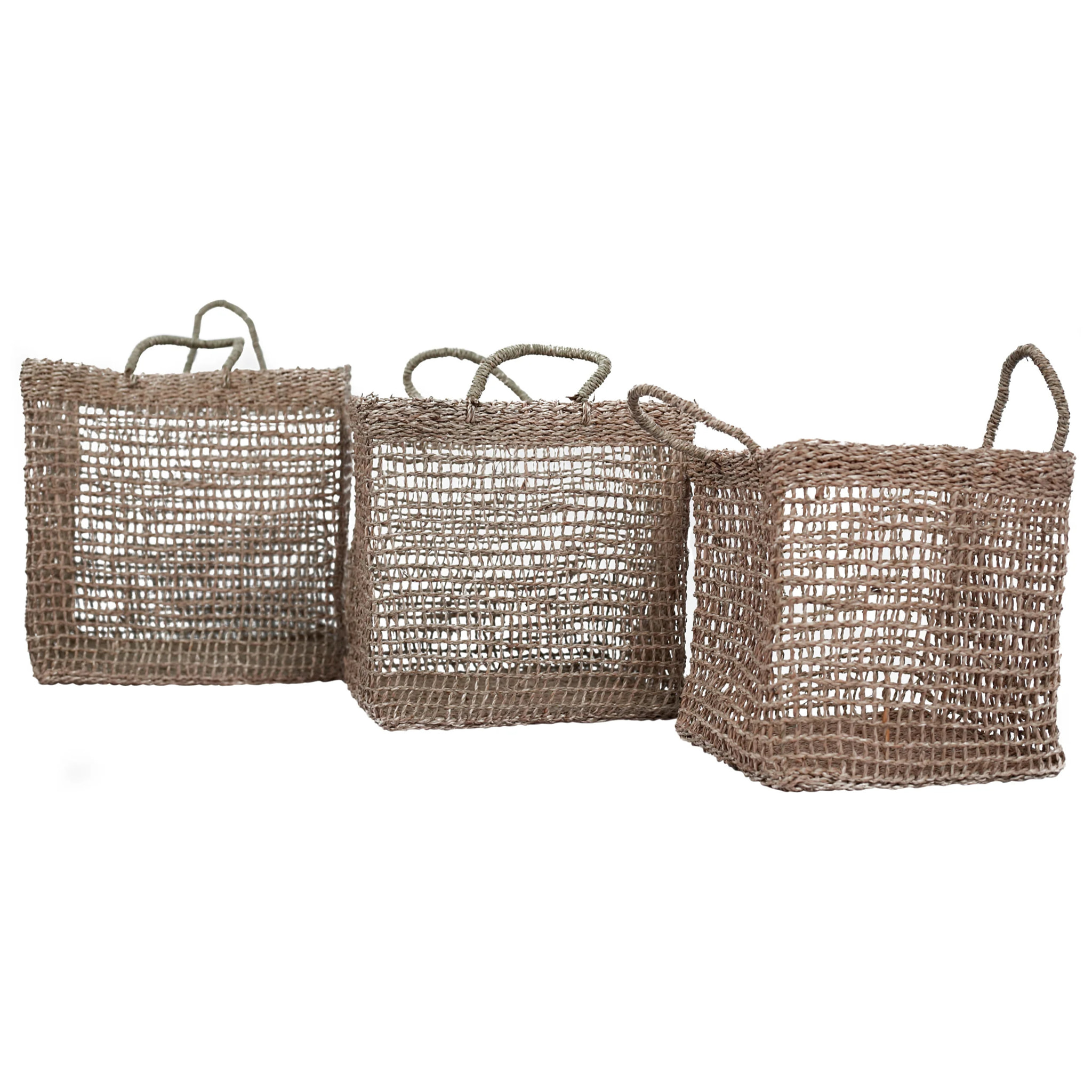 Panier carré tressé en fibre naturelle (lot de 3) - Scar