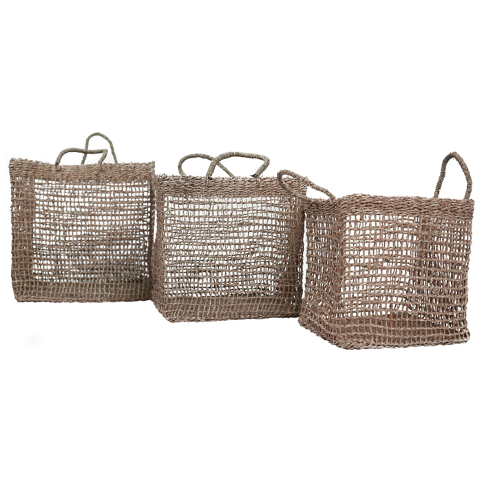 Panier carré tressé en fibre naturelle (lot de 3) - Scar