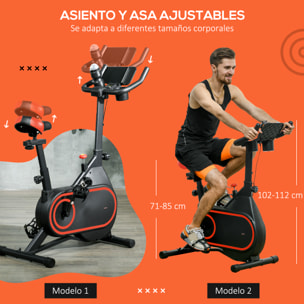 Bicicleta Estática Bici Estática con Volante de Inercia 4 kg Resistencia Ajustable Pantalla LED Silencioso Asiento Ajustable y Soporte para Vasos Carga 150 kg para Casa Gimnasio Negro y Rojo
