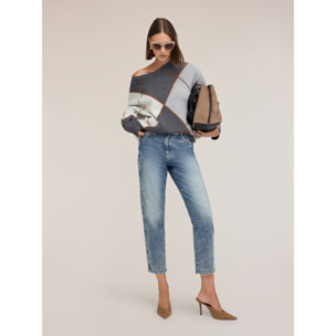 Motivi - Jeans regular mum fit con strass - Azzurro