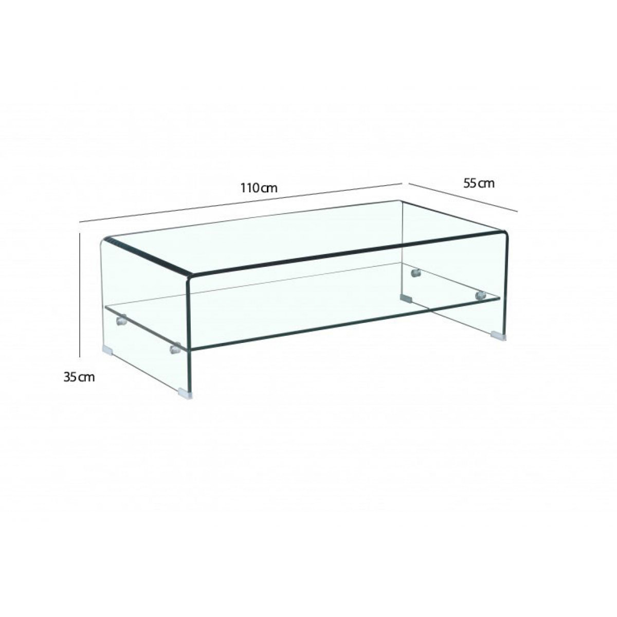 Table basse rectangulaire en verre trempé - BENT