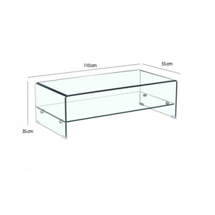 Table basse rectangulaire en verre trempé - BENT