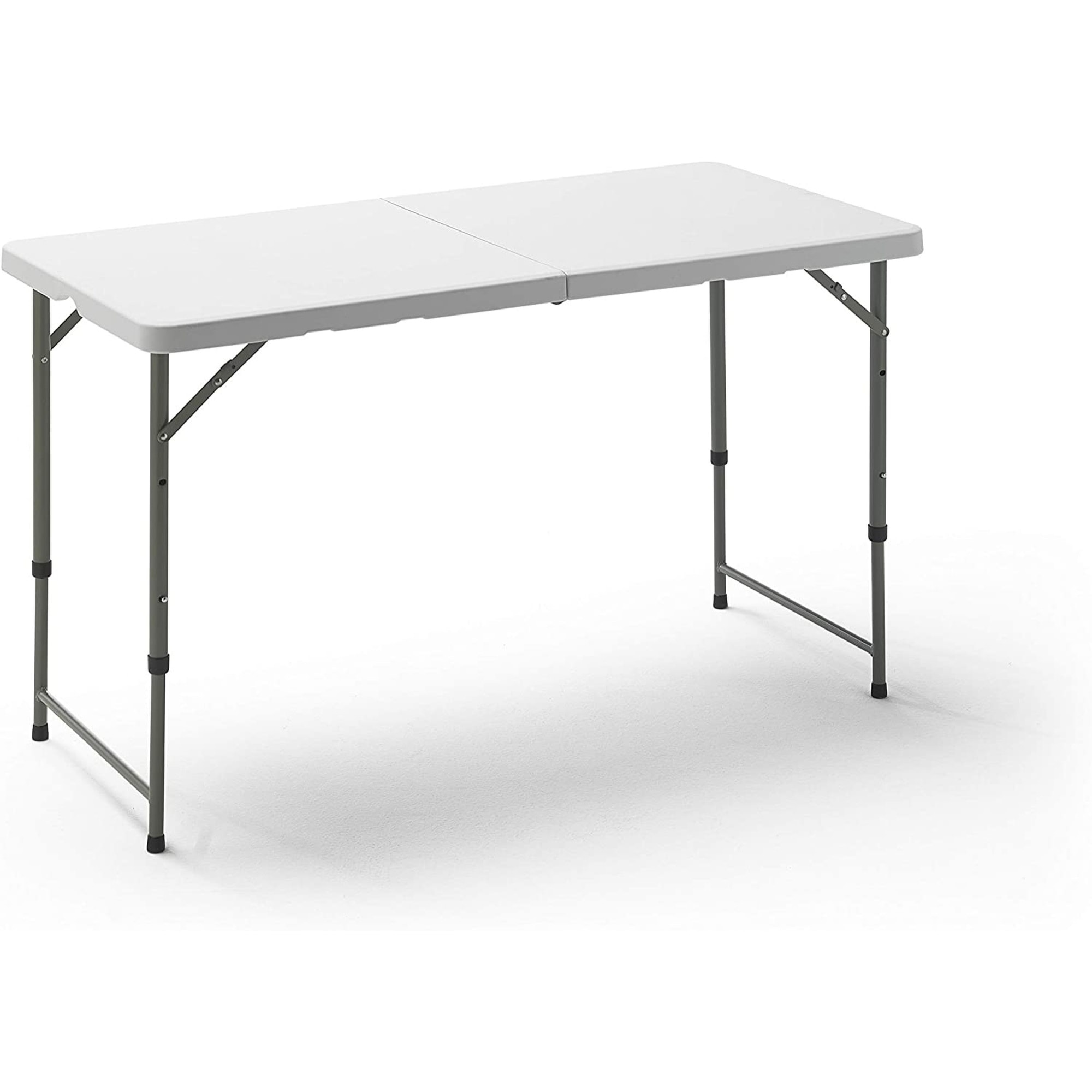 Mesa plegable multifuncional de altura regulable 120 x 60 x 52,5-75 cm, plegado y asa para su desplazamiento