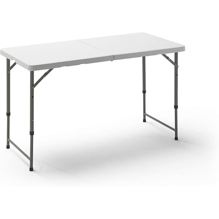 Mesa plegable multifuncional de altura regulable 120 x 60 x 52,5-75 cm, plegado y asa para su desplazamiento