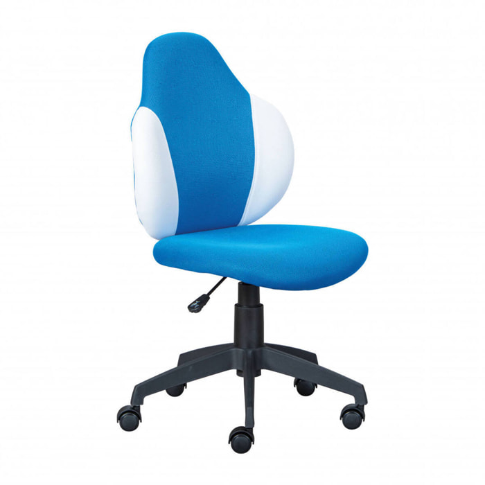 Sedia da ufficio regolabile in altezza con seduta in morbido tessuto blu e bianco, 56 x 58 x 92, Azzurro