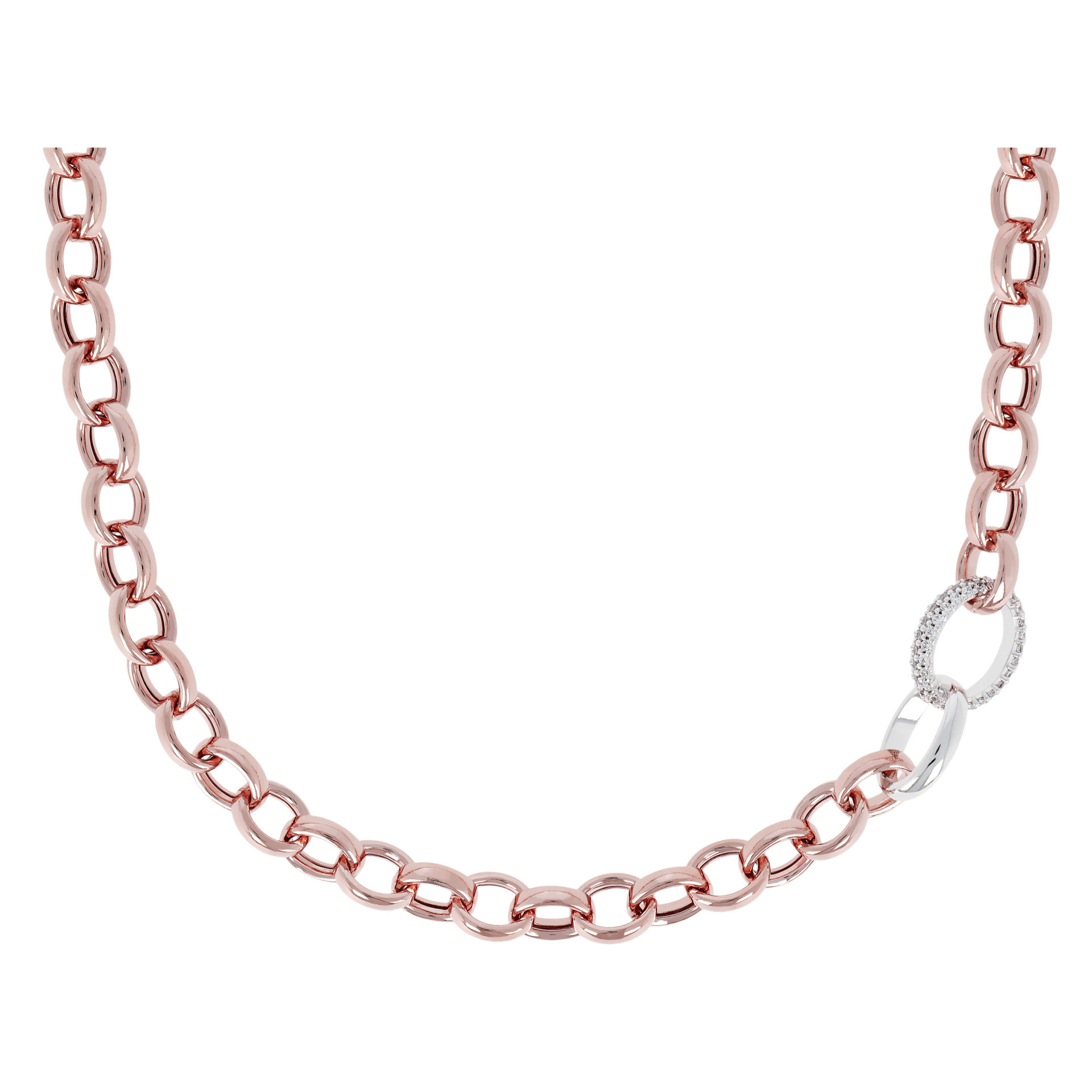 Collana Catena Rolo ed Elemento Pavé in Cubic Zirconia