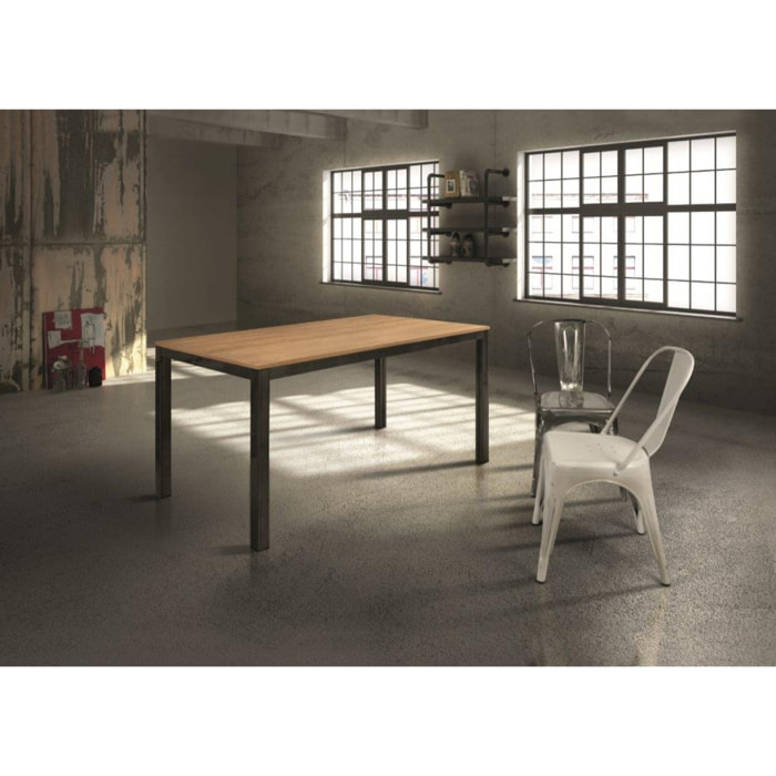 Tavolo allungabile PACHINO effetto rovere e metallo grigio 160x90 cm - 210x90 cm