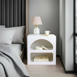 Comodino Nara, Comò basso, Tavolino da notte, Mensola da letto, 50x38h50 cm, Bianco