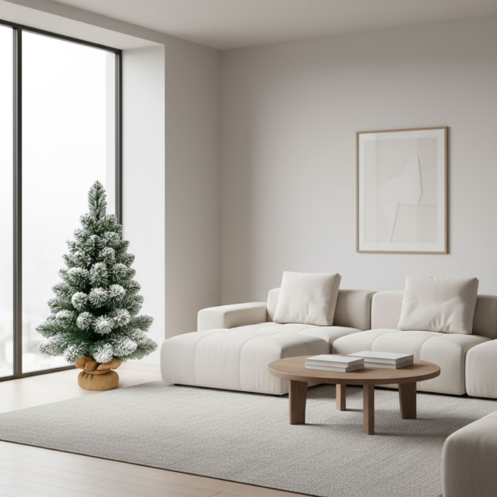 Bernard - Mini Albero di Natale Pinetto Innevato in PVC H90 cm, 96 Punte