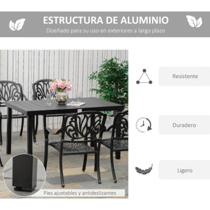 Mesa de Jardín de Aluminio Mesa de Comedor Exterior para 6 Personas 140x90x74 cm