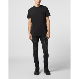 PHILIPP PLEIN Round Neck T-Shirt Raw Edge Monogram Monogram