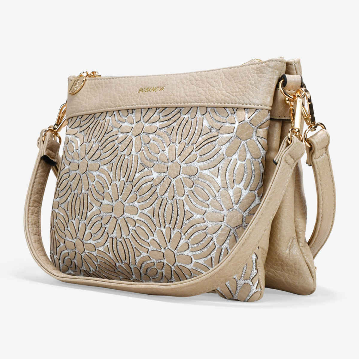 Bolso bandolera tostado con cremallera
