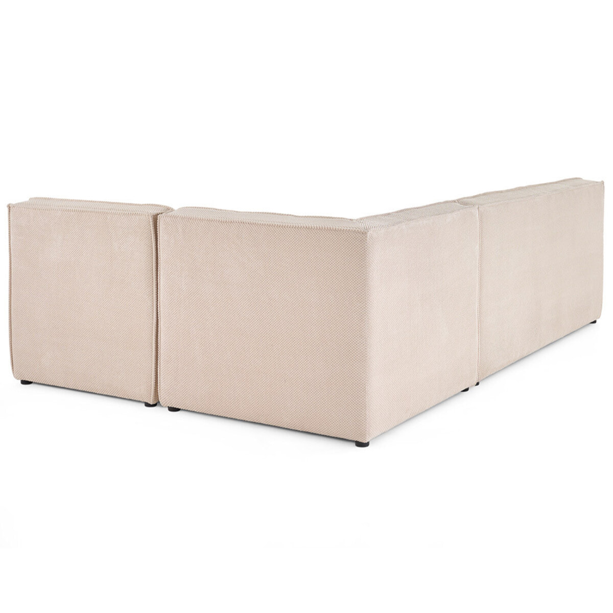 Ellie - canapé modulable d'angle réversible 4 places en velours texturé - Beige