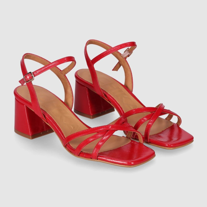 Sandalias - Rojo - Tacón: 4 cm