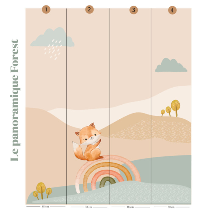 Papier peint panoramique - Un décor mural de 4 lés (192x250cm), créé et fabriqué en France..
