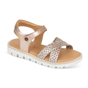 Sandalia Sport Piel Natural. Velcro/Trenza
