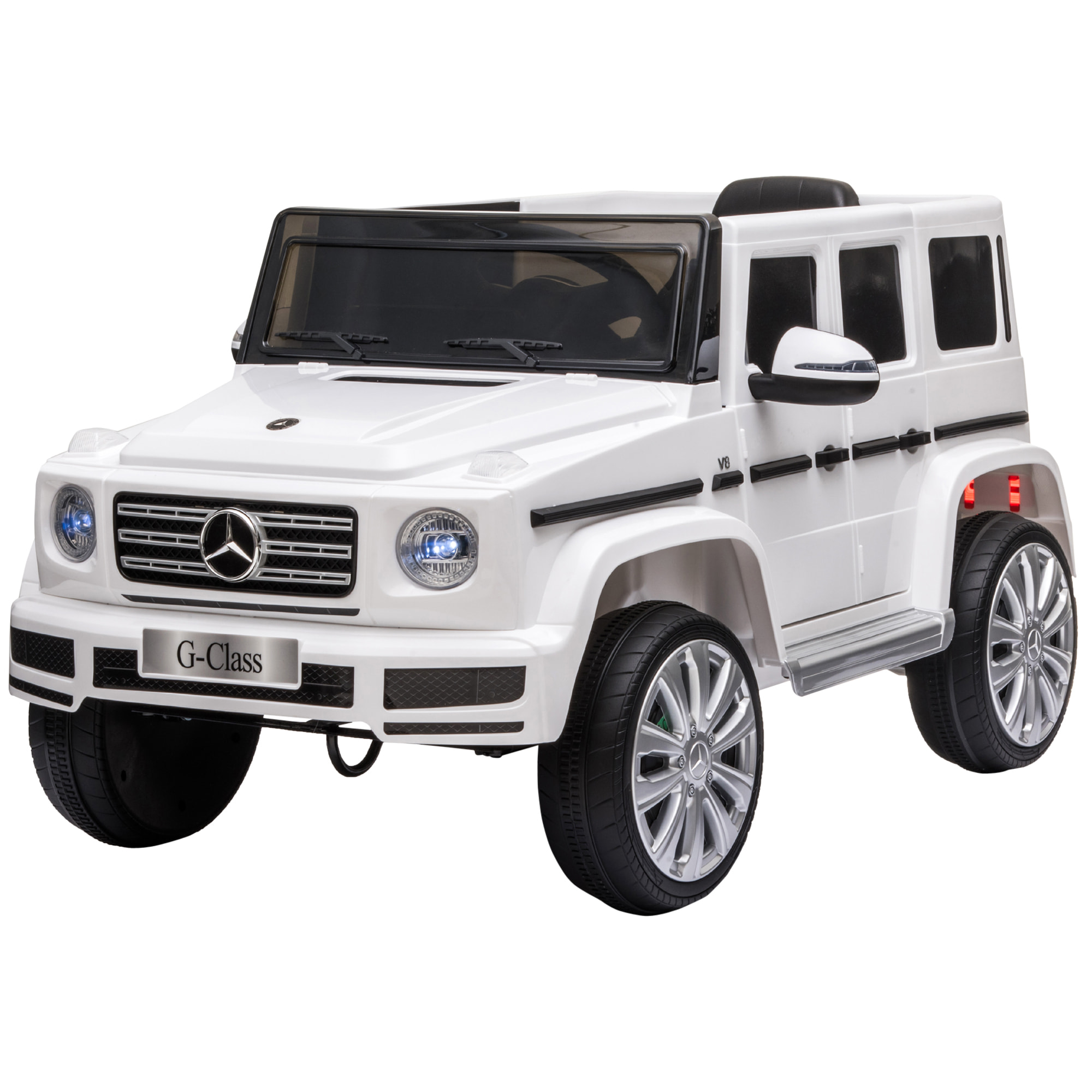 Voiture électrique enfant Mercedes Benz Classe G 12V - V. max. 5Km/h - télécommande, effets sonores, lumineux - blanc