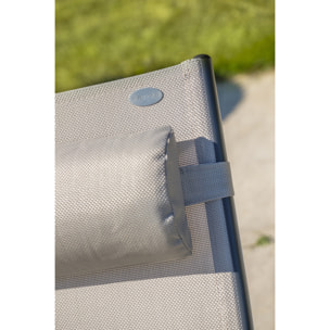 CL76 - Lot de 2 bains de soleil en aluminium et toile plastifiéee