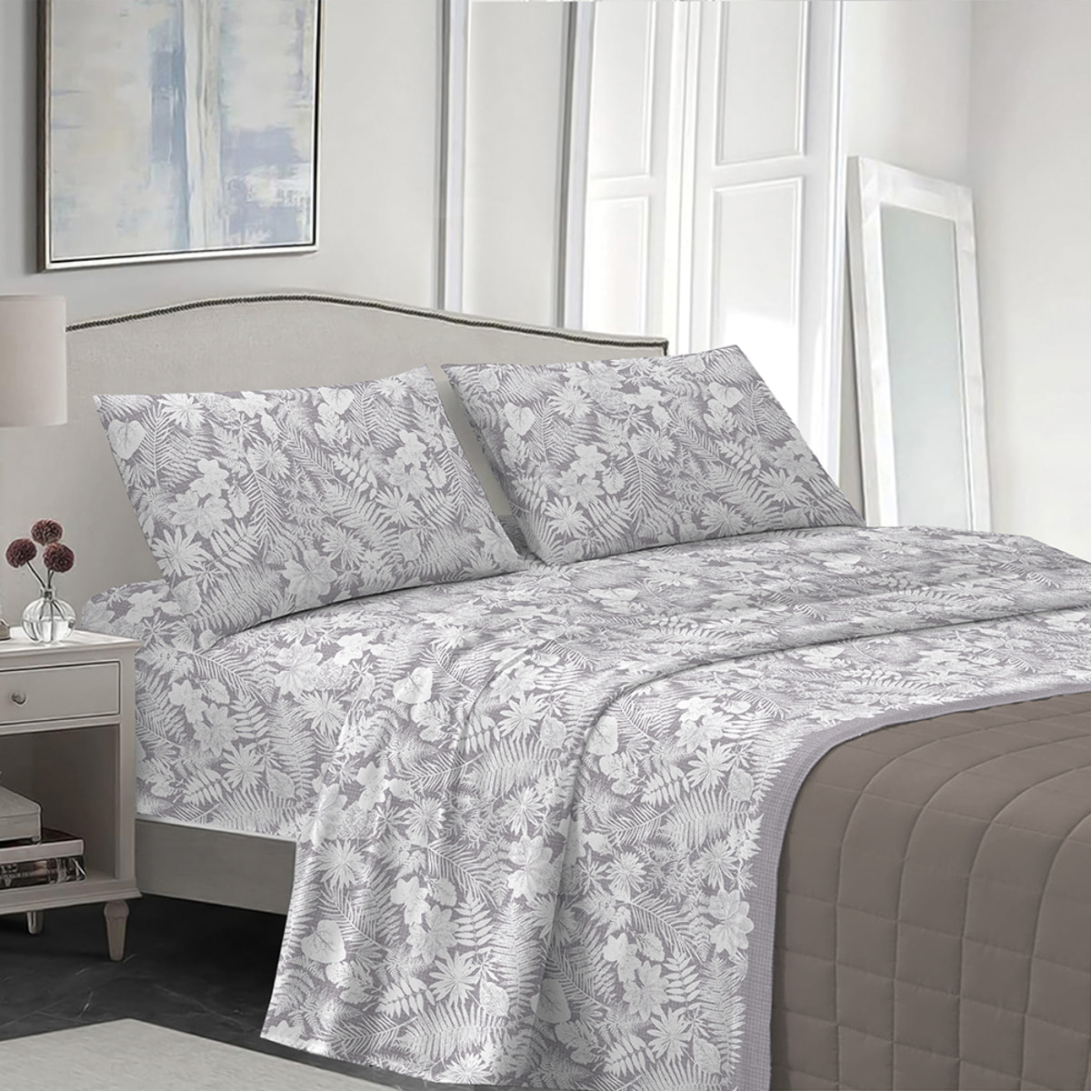 Completo letto clorofilla beige 100% cotone