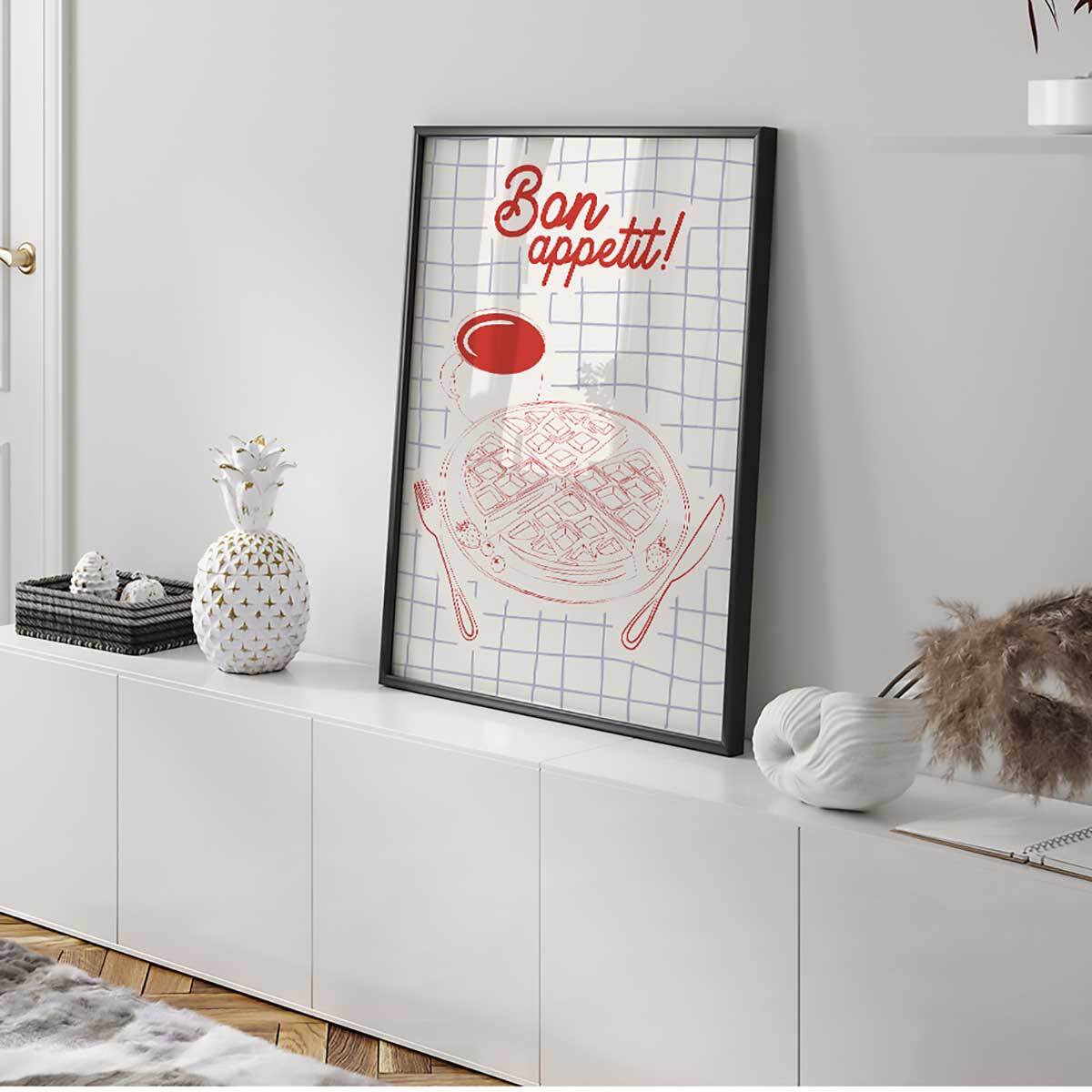 Affiche encadrée bon appétit cuisine Affiche + cadre en métal - Noir