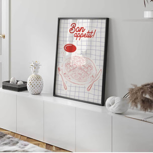 Affiche encadrée bon appétit cuisine Affiche + cadre en métal - Noir