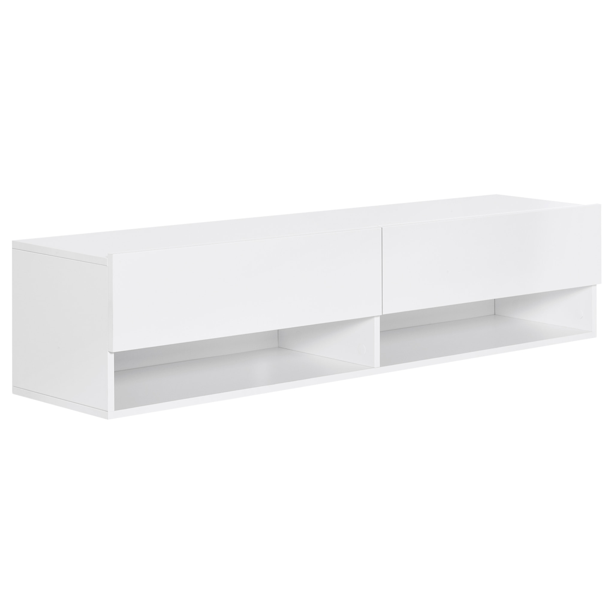 Mueble de TV de Pared Mueble de TV para Salón con 2 Compartimentos y 2 Armarios con Puertas Abatibles Mueble para Televisión de 60 Pulgadas 140x32x31 cm Blanco
