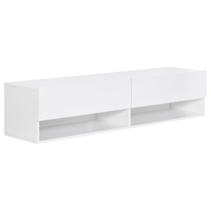 Mueble de TV de Pared Mueble de TV para Salón con 2 Compartimentos y 2 Armarios con Puertas Abatibles Mueble para Televisión de 60 Pulgadas 140x32x31 cm Blanco