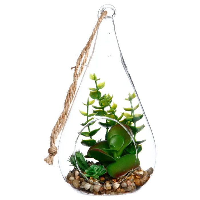 Plante artificielle suspendue pot ciment H19,5cm