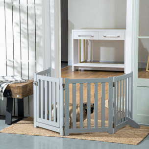 Barrière de sécurité chien pliable modulable autoportante avec porte max. 205 x 60 cm MDF gris